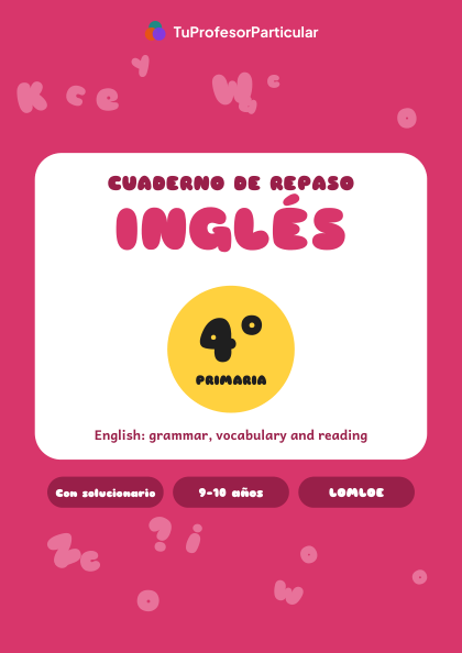Portada de Cuaderno de repaso de Inglés · 4º de Primaria