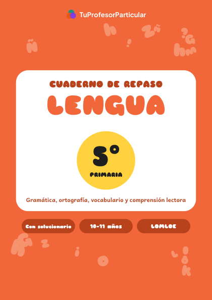Portada de Cuaderno de repaso de Lengua · 5º de Primaria