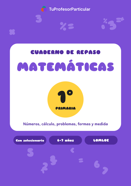 Portada de Cuaderno de repaso de Matemáticas · 1º de Primaria