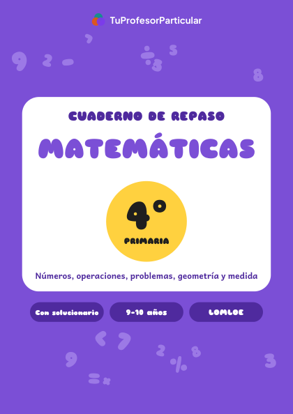 Portada de Cuaderno de repaso de Matemáticas · 4º de Primaria