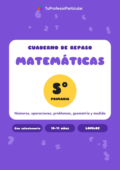 Portada de Cuaderno de repaso de Matemáticas · 5º de Primaria
