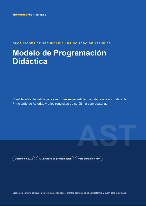 Portada de Modelo de Programación Didáctica · Principado de Asturias