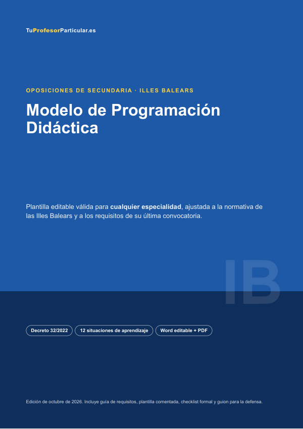 Portada de Modelo de Programación Didáctica · Illes Balears