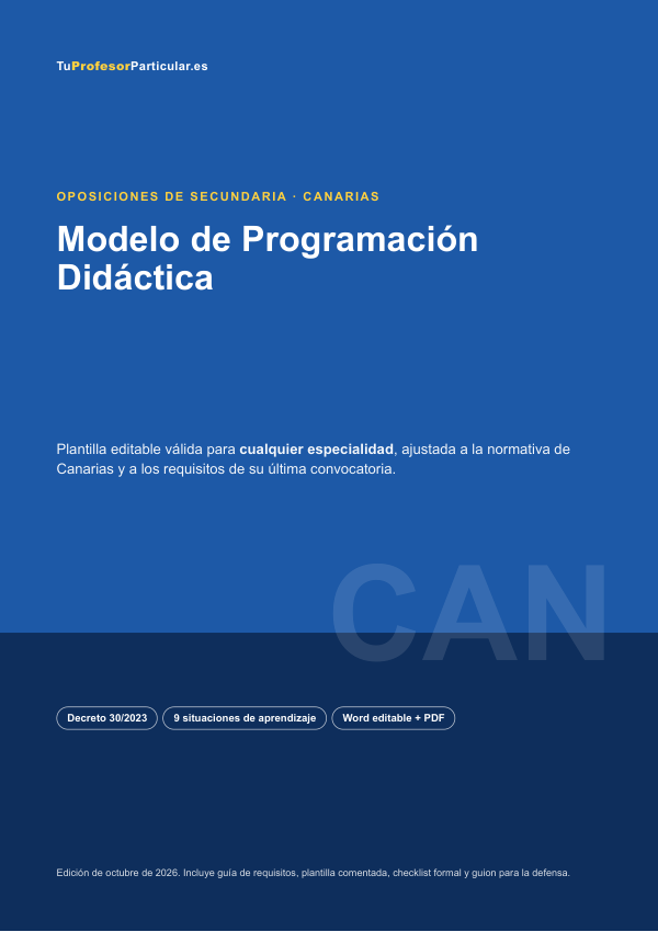 Portada de Modelo de Programación Didáctica · Canarias