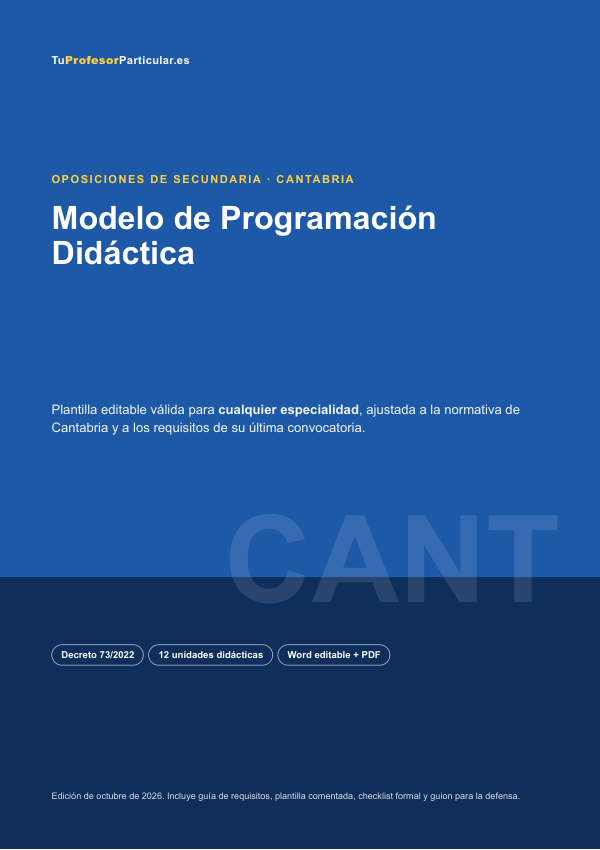 Portada de Modelo de Programación Didáctica · Cantabria