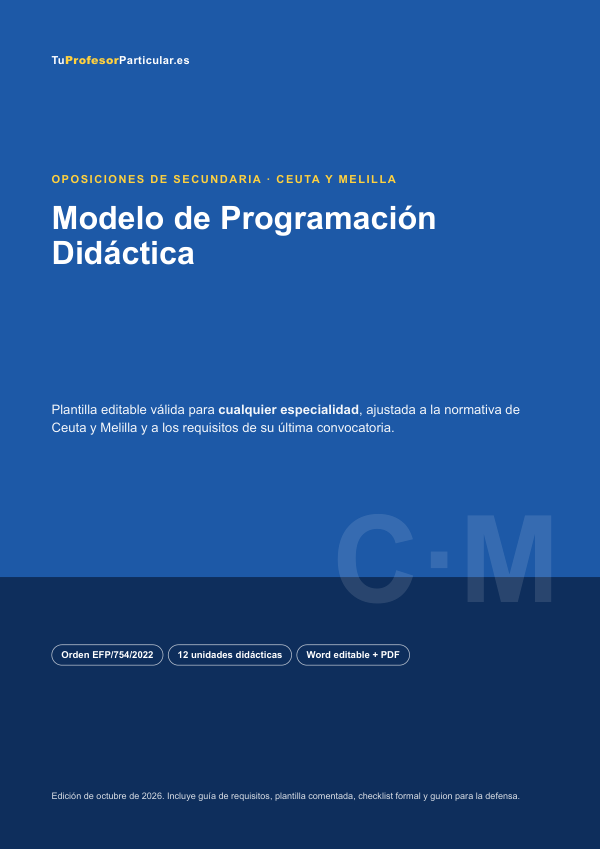 Portada de Modelo de Programación Didáctica · Ceuta y Melilla