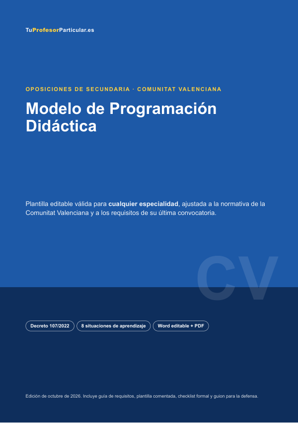 Portada de Modelo de Programación Didáctica · Comunitat Valenciana