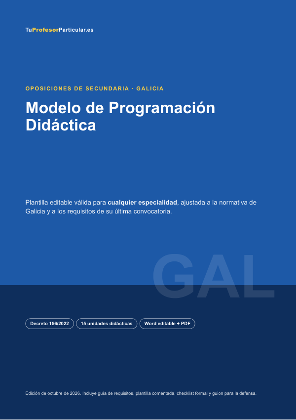 Portada de Modelo de Programación Didáctica · Galicia