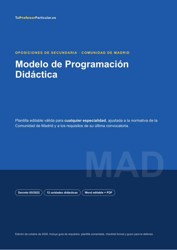 Portada de Modelo de Programación Didáctica · Comunidad de Madrid