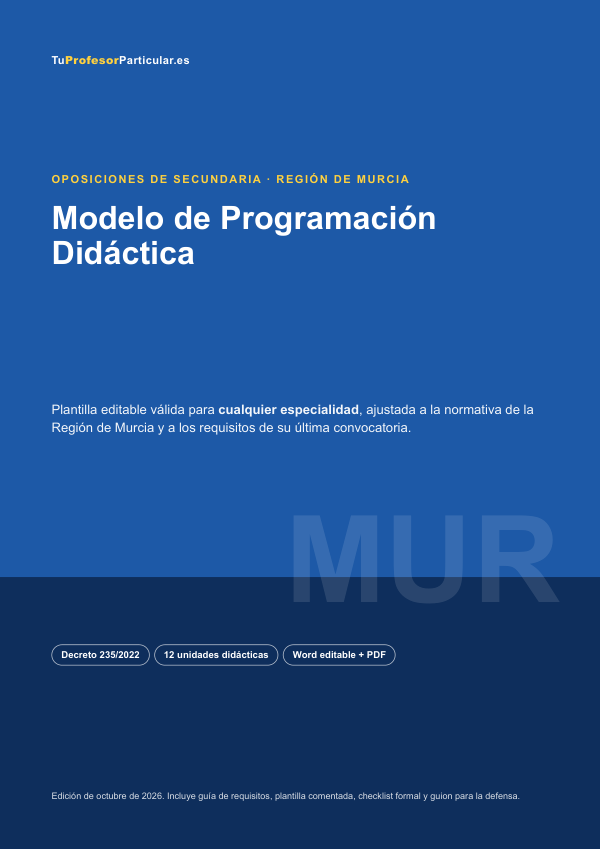 Portada de Modelo de Programación Didáctica · Región de Murcia