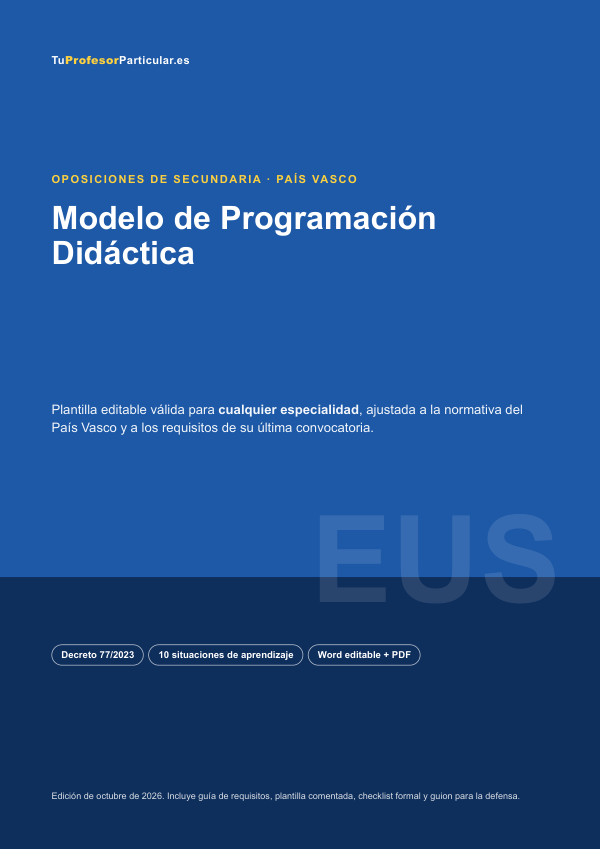 Portada de Modelo de Programación Didáctica · País Vasco