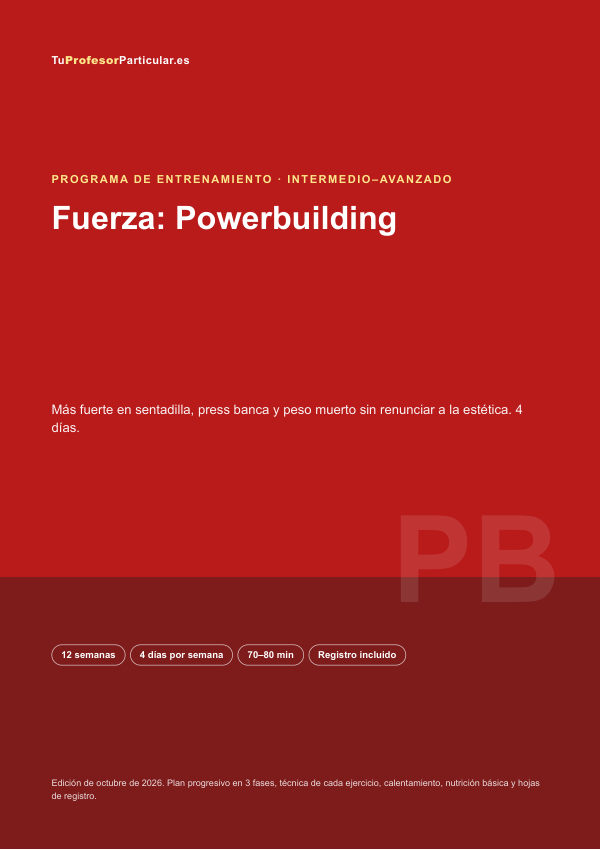 Portada de Programa Fuerza: Powerbuilding · 12 semanas