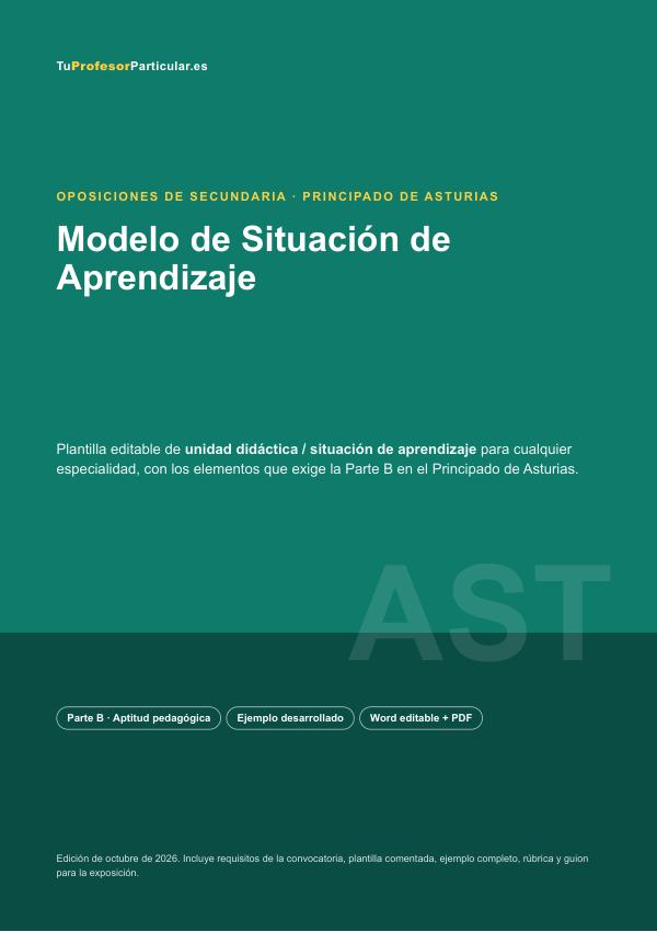 Portada de Modelo de Situación de Aprendizaje · Principado de Asturias