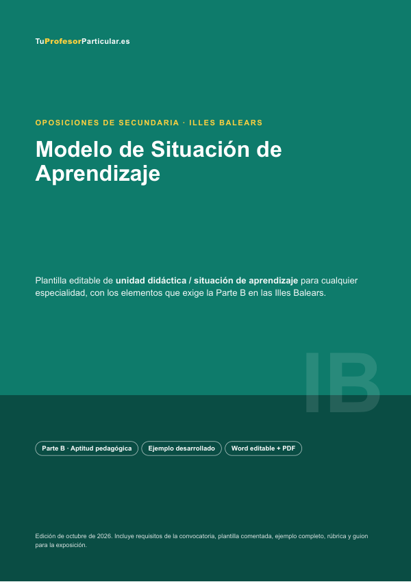 Portada de Modelo de Situación de Aprendizaje · Illes Balears