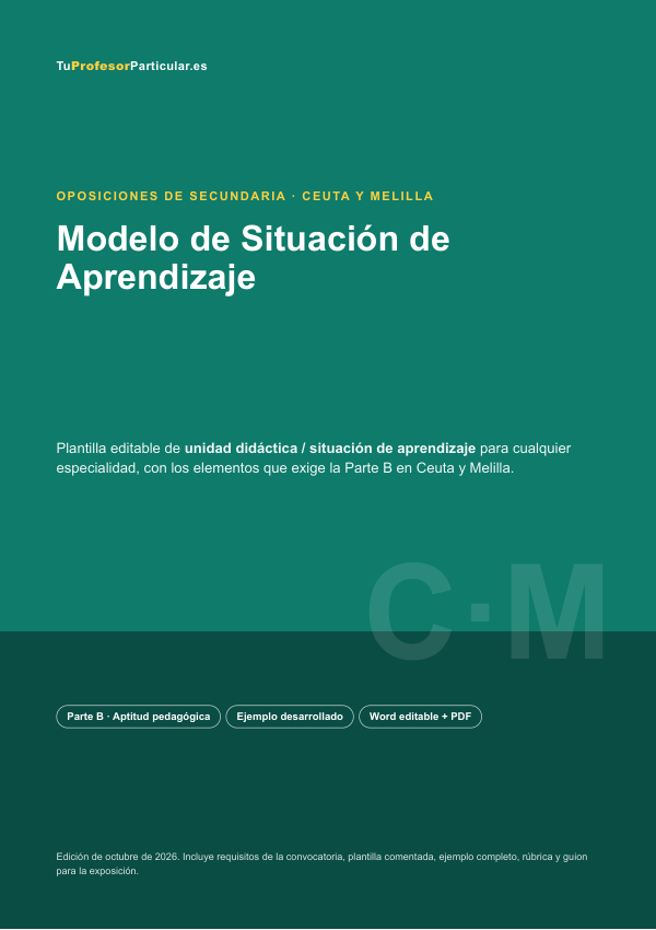 Portada de Modelo de Situación de Aprendizaje · Ceuta y Melilla