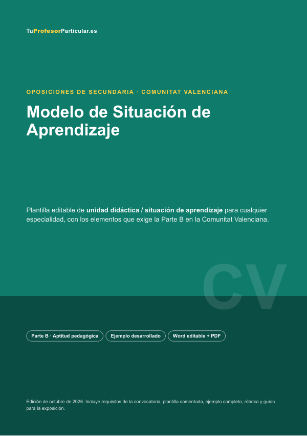 Portada de Modelo de Situación de Aprendizaje · Comunitat Valenciana