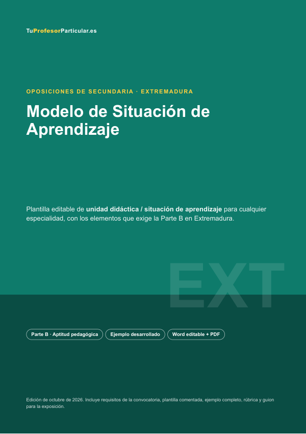Portada de Modelo de Situación de Aprendizaje · Extremadura