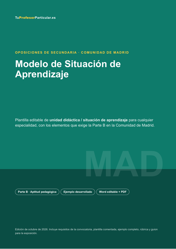 Portada de Modelo de Situación de Aprendizaje · Comunidad de Madrid